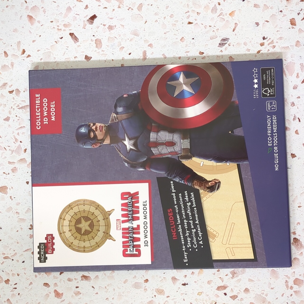 Marvel | IncrediBuilds Captain America Wood Shield Building Kit | New